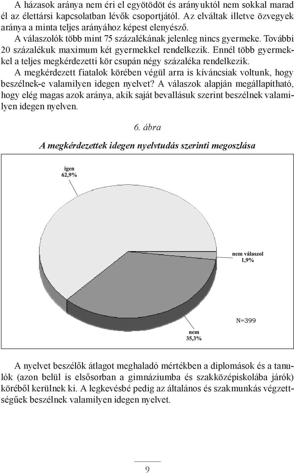 Ennél több gyermekkel a teljes megkérdezetti kör csupán négy százaléka rendelkezik. A megkérdezett fiatalok körében végül arra is kíváncsiak voltunk, hogy beszélnek-e valamilyen idegen nyelvet?