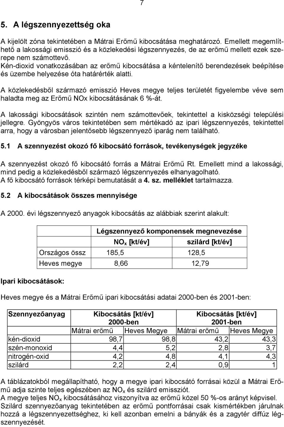 Kén-dioxid vonatkozásában az erőmű kibocsátása a kéntelenítő berendezések beépítése és üzembe helyezése óta határérték alatti.