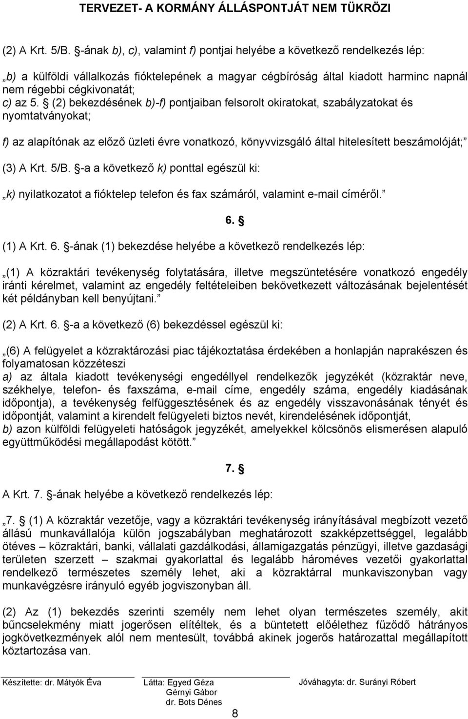 (2) bekezdésének b)-f) pontjaiban felsorolt okiratokat, szabályzatokat és nyomtatványokat; f) az alapítónak az előző üzleti évre vonatkozó, könyvvizsgáló által hitelesített beszámolóját; (3) A Krt.