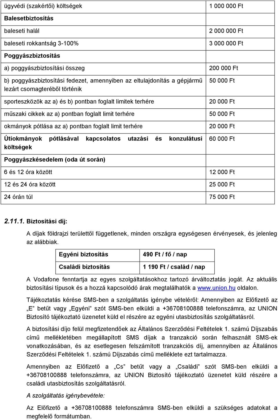 terhére okmányok pótlása az a) pontban foglalt limit terhére Útiokmányok pótlásával kapcsolatos utazási és konzulátusi költségek 50 000 Ft 20 000 Ft 50 000 Ft 20 000 Ft 60 000 Ft Poggyászkésedelem