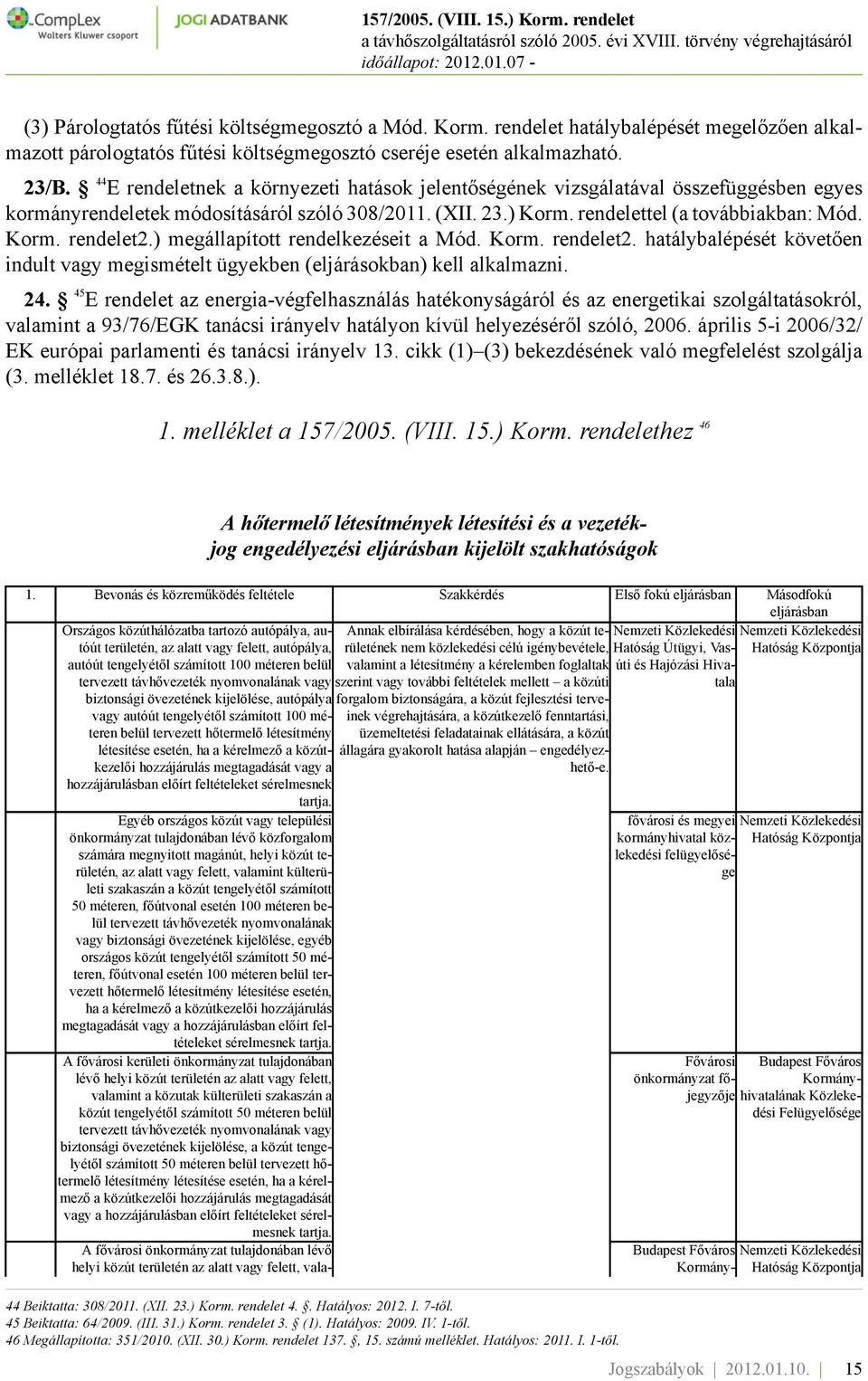 ) megállapított rendelkezéseit a Mód. Korm. rendelet2. hatálybalépését követően indult vagy megismételt ügyekben (eljárásokban) kell alkalmazni. 24.