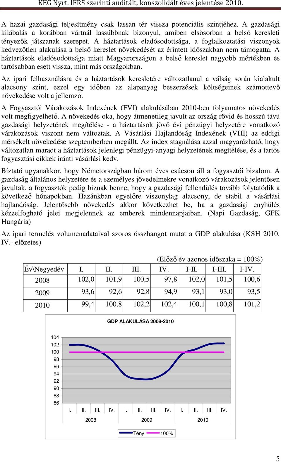 A háztartások eladósodottsága, a foglalkoztatási viszonyok kedvezőtlen alakulása a belső kereslet növekedését az érintett időszakban nem támogatta.