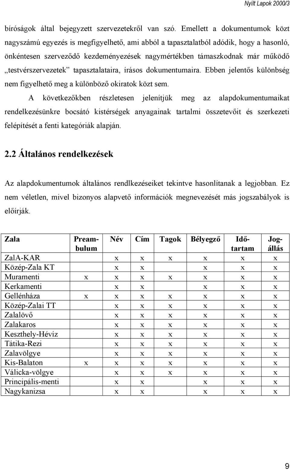 testvérszervezetek tapasztalataira, írásos dokumentumaira. Ebben jelentős különbség nem figyelhető meg a különböző okiratok közt sem.