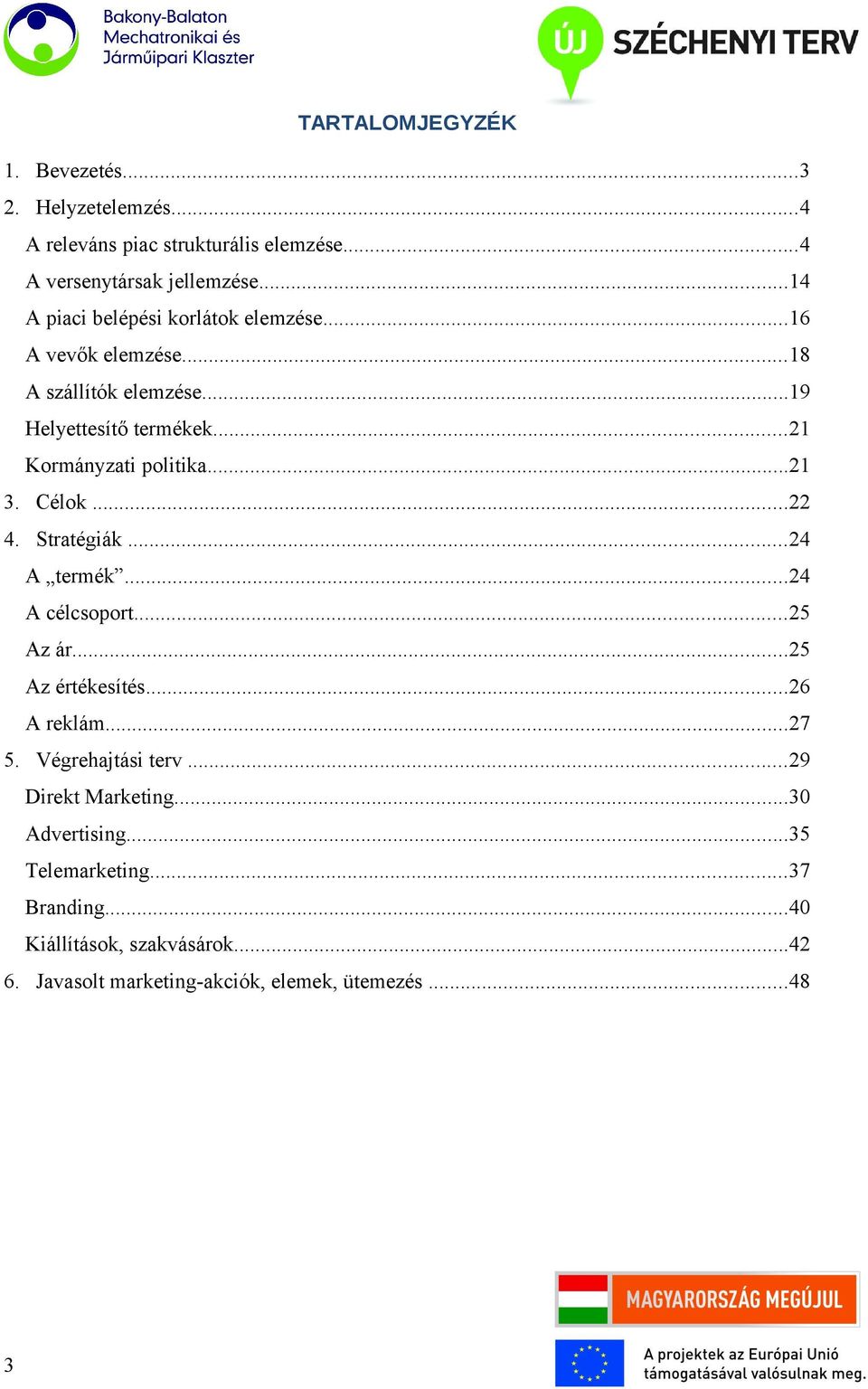 ..21 3. Célok...22 4. Stratégiák...24 A termék...24 A célcsoport...25 Az ár...25 Az értékesítés...26 A reklám...27 5. Végrehajtási terv.