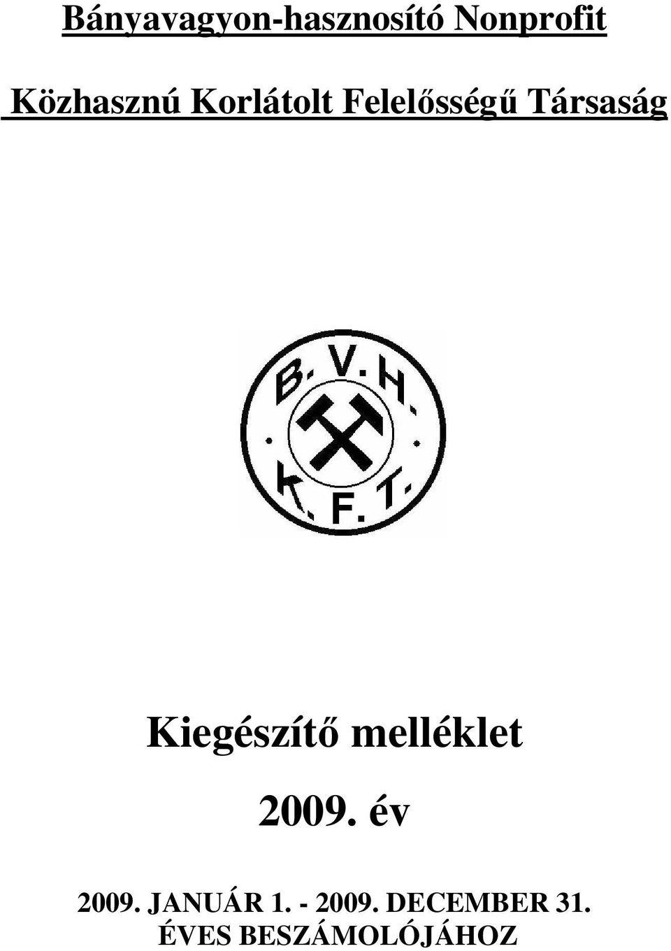 Társaság Kiegészítı melléklet 2009.