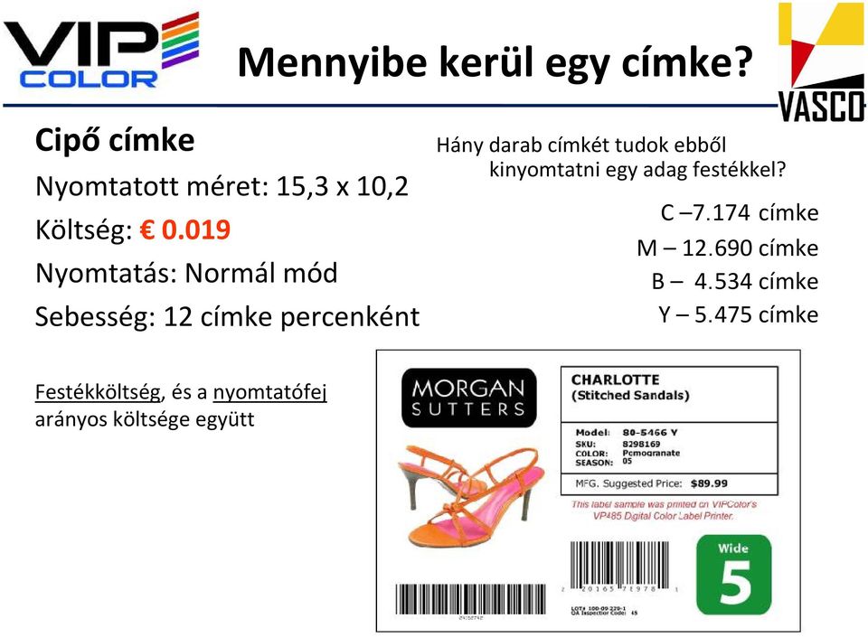 019 Nyomtatás: Normál mód Sebesség: 12 címke percenként Hány darab címkét