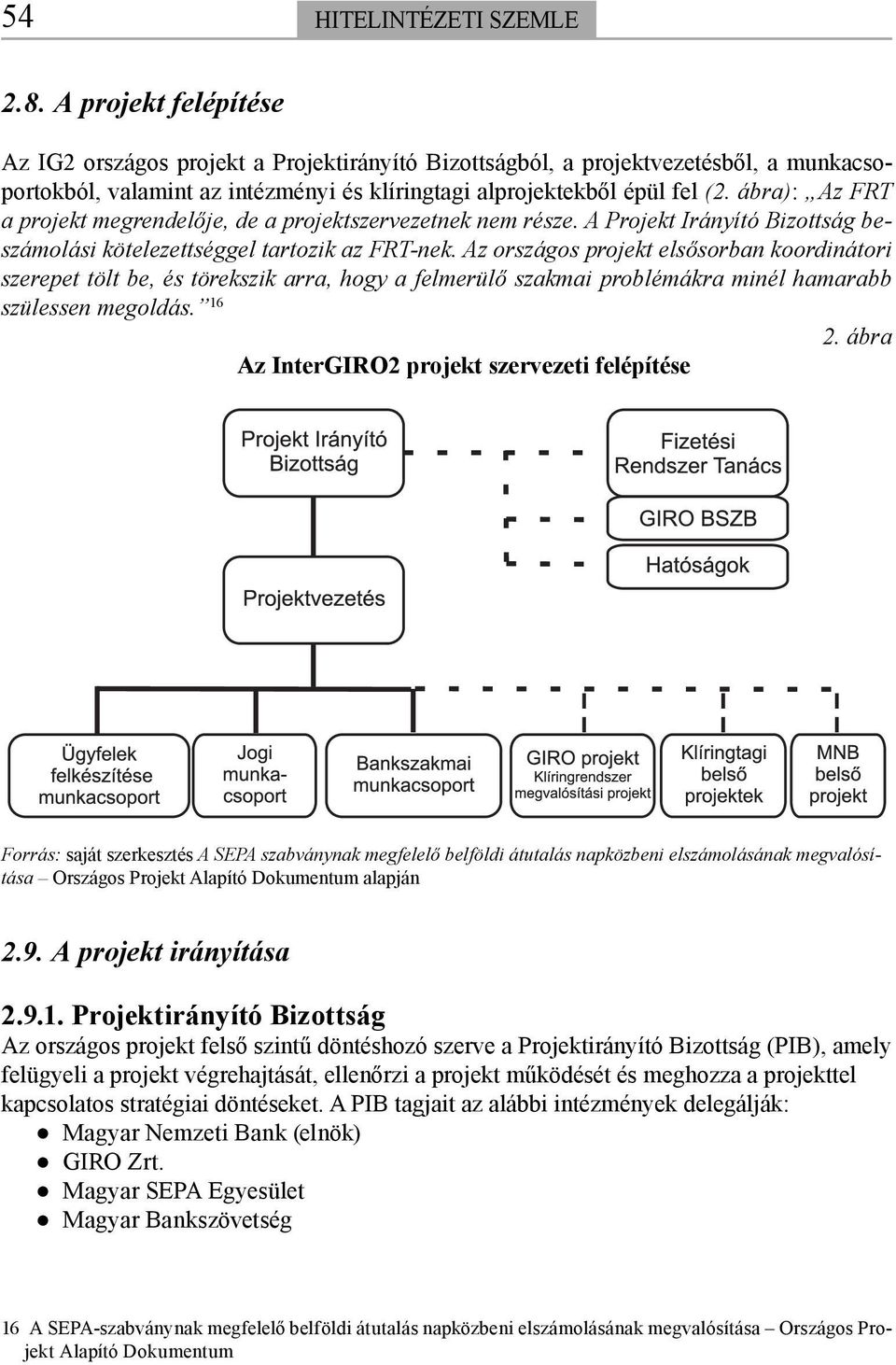 ábra): Az FRT a projekt megrendelője, de a projektszervezetnek nem része. A Projekt Irányító Bizottság beszámolási kötelezettséggel tartozik az FRT-nek.