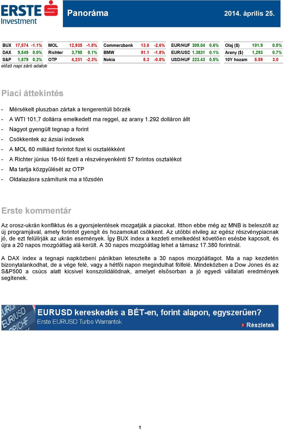 0 előző napi záró adatok Piaci áttekintés - Mérsékelt pluszban zártak a tengerentúli börzék - A WTI 101,7 dollárra emelkedett ma reggel, az arany 1.