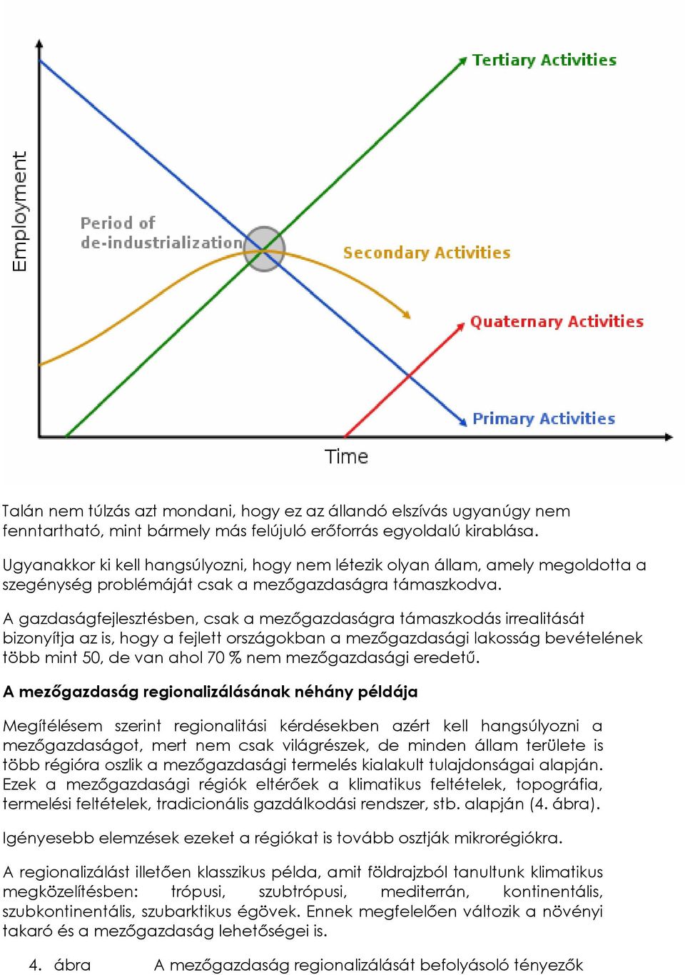 A gazdaságfejlesztésben, csak a mezőgazdaságra támaszkodás irrealitását bizonyítja az is, hogy a fejlett országokban a mezőgazdasági lakosság bevételének több mint 50, de van ahol 70 % nem