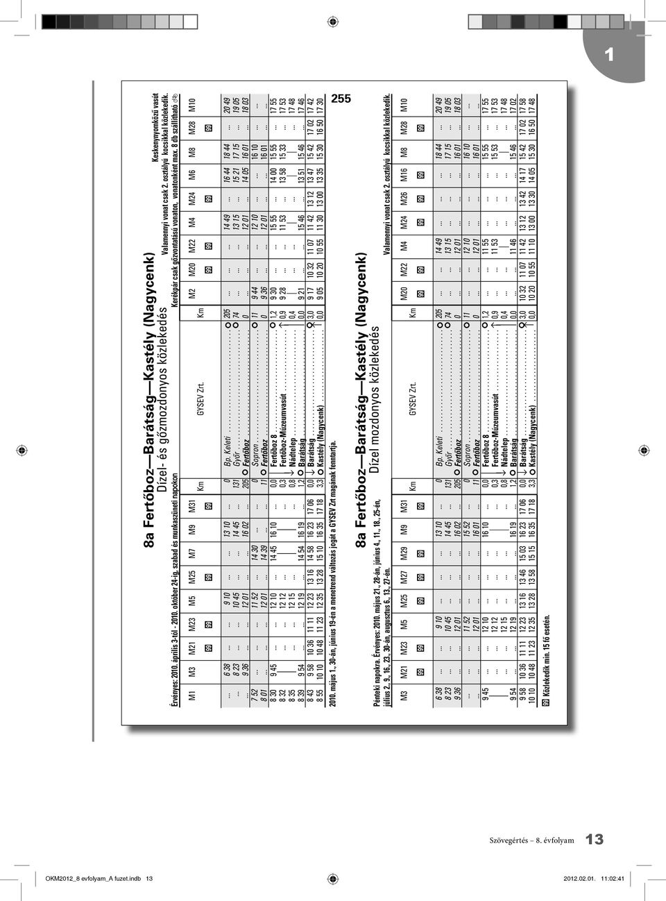 8 db szállítható = M10 M28 M6 M8 M4 M24 M22 M20 M1 M3 M21 M23 M5 M25 Km GYSEV Zrt.