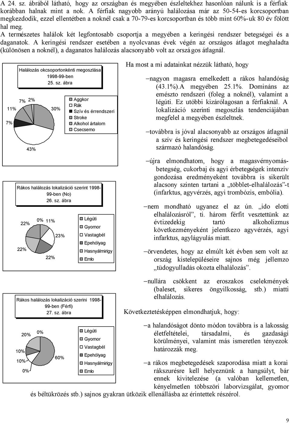 A természetes halálok két legfontosabb csoportja a megyében a keringési rendszer betegségei és a daganatok.