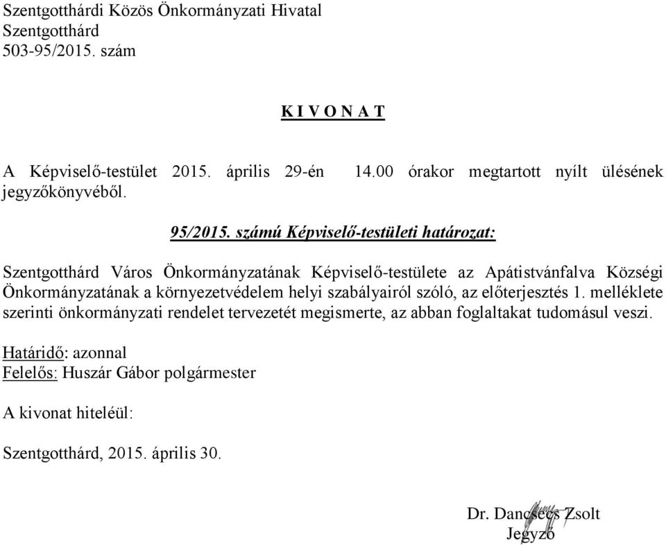 Apátistvánfalva Községi Önkormányzatának a környezetvédelem helyi szabályairól