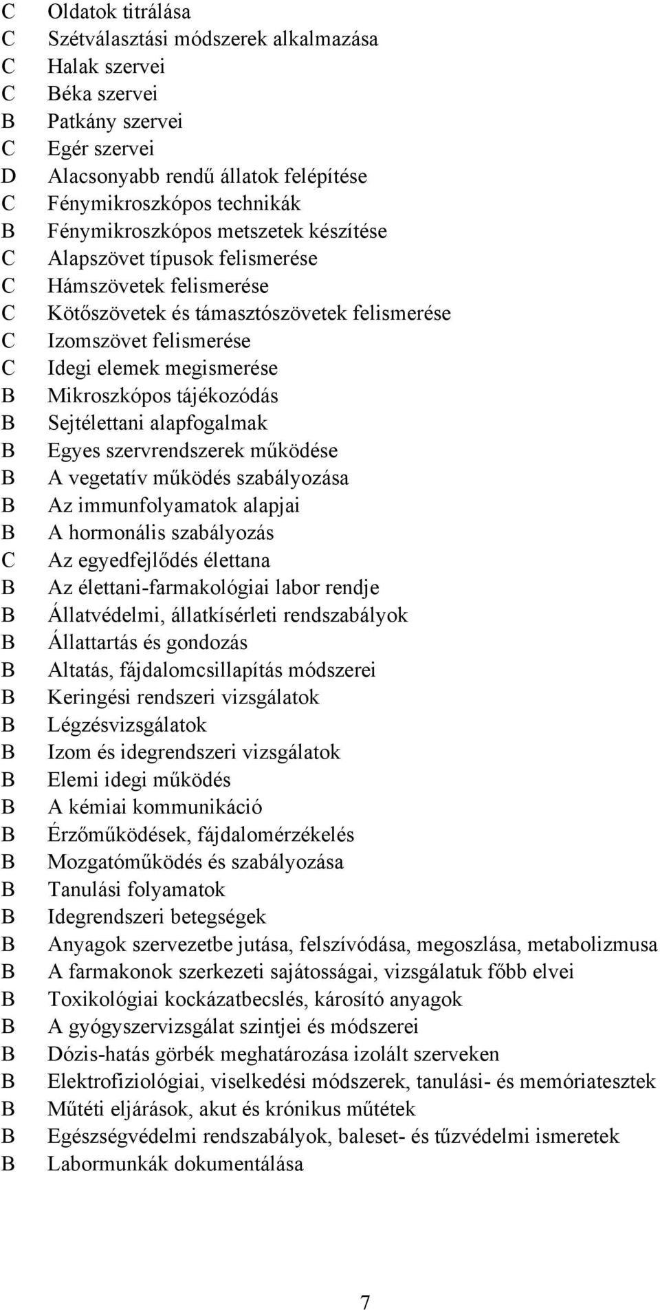 Sejtélettani alapfogalmak Egyes szervrendszerek működése A vegetatív működés szabályozása Az immunfolyamatok alapjai A hormonális szabályozás Az egyedfejlődés élettana Az élettanifarmakológiai labor