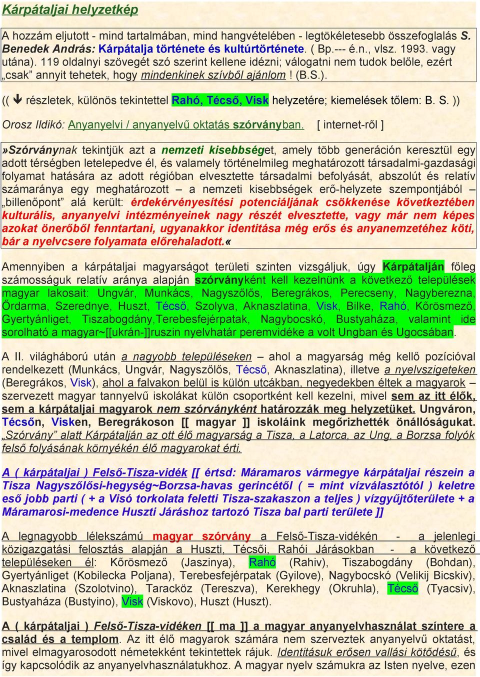 S. )) Orosz Ildikó: Anyanyelvi / anyanyelvű oktatás szórványban.