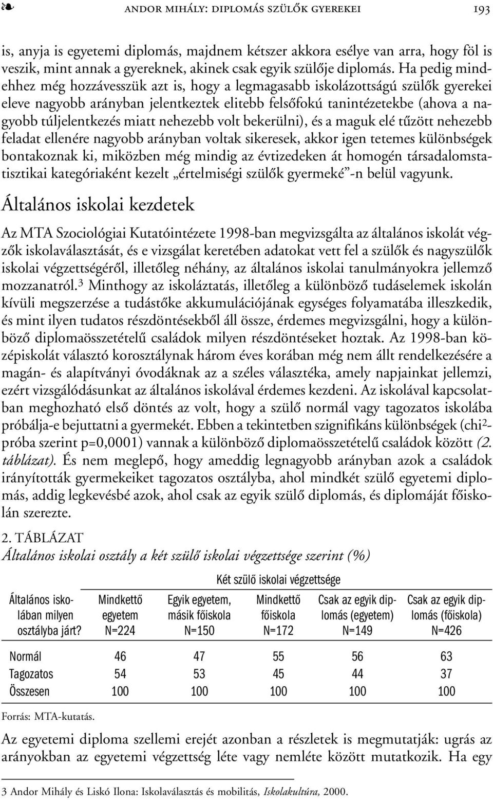 miatt nehezebb volt bekerülni), és a maguk elé tûzött nehezebb feladat ellenére nagyobb arányban voltak sikeresek, akkor igen tetemes különbségek bontakoznak ki, miközben még mindig az évtizedeken át