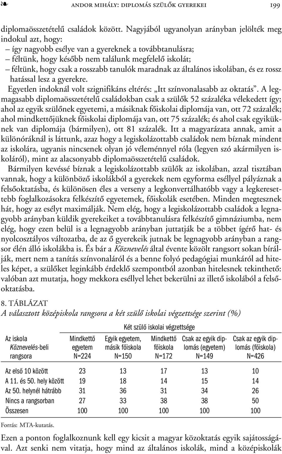 tanulók maradnak az általános iskolában, és ez rossz hatással lesz a gyerekre. Egyetlen indoknál volt szignifikáns eltérés: Itt színvonalasabb az oktatás.