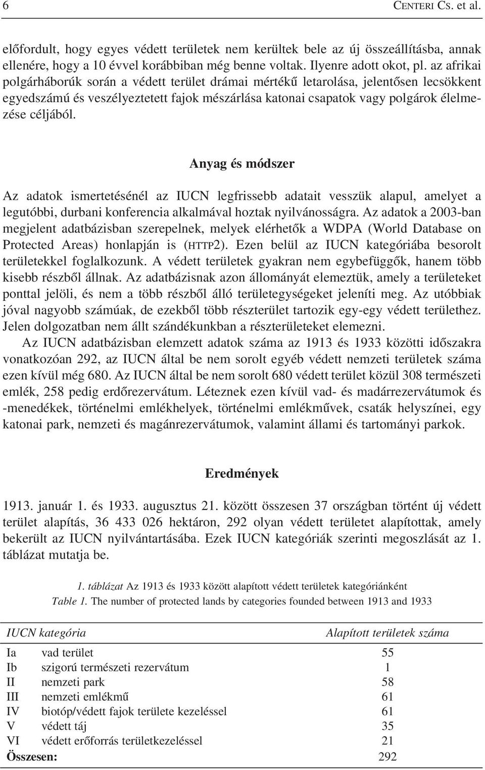 Anyag és módszer Az adatok ismertetésénél az IUCN legfrissebb adatait vesszük alapul, amelyet a legutóbbi, durbani konferencia alkalmával hoztak nyilvánosságra.