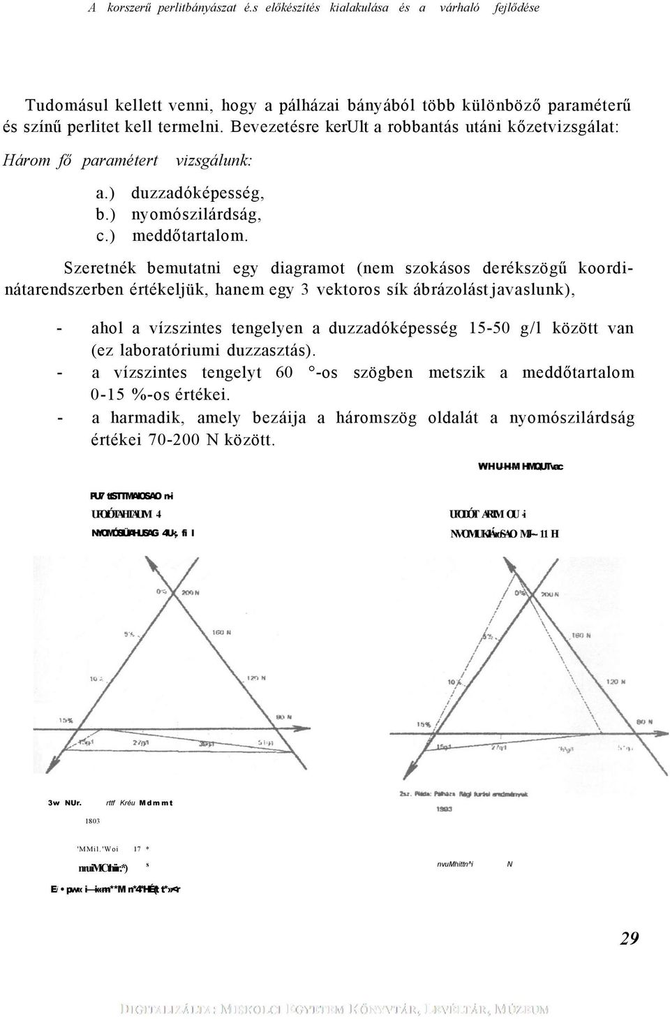 Szeretnék bemutatni egy diagramot (nem szokásos derékszögű koordinátarendszerben értékeljük, hanem egy 3 vektoros sík ábrázolást javaslunk), - ahol a vízszintes tengelyen a duzzadóképesség 15-50 g/l