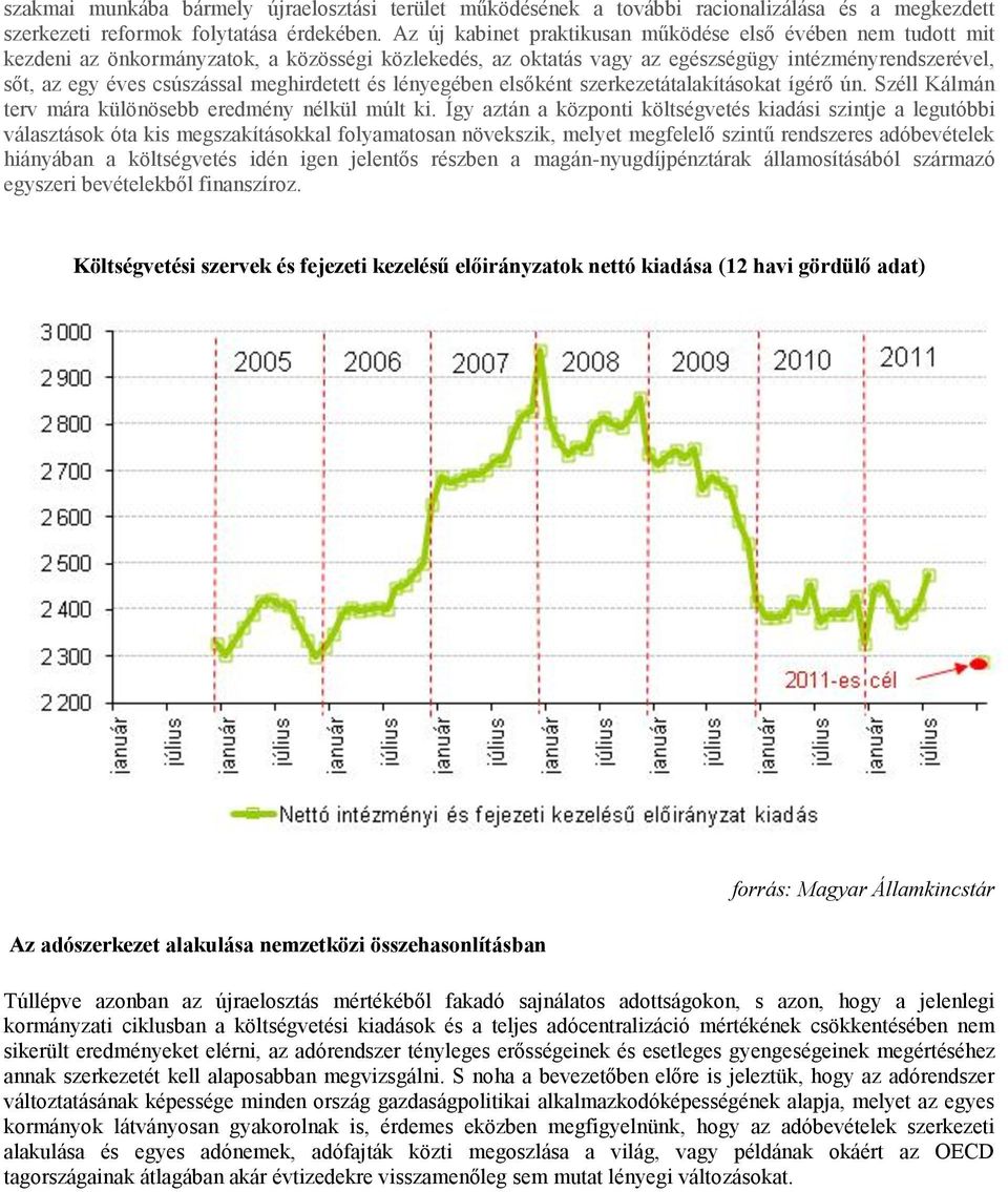 meghirdetett és lényegében elsőként szerkezetátalakításokat ígérő ún. Széll Kálmán terv mára különösebb eredmény nélkül múlt ki.