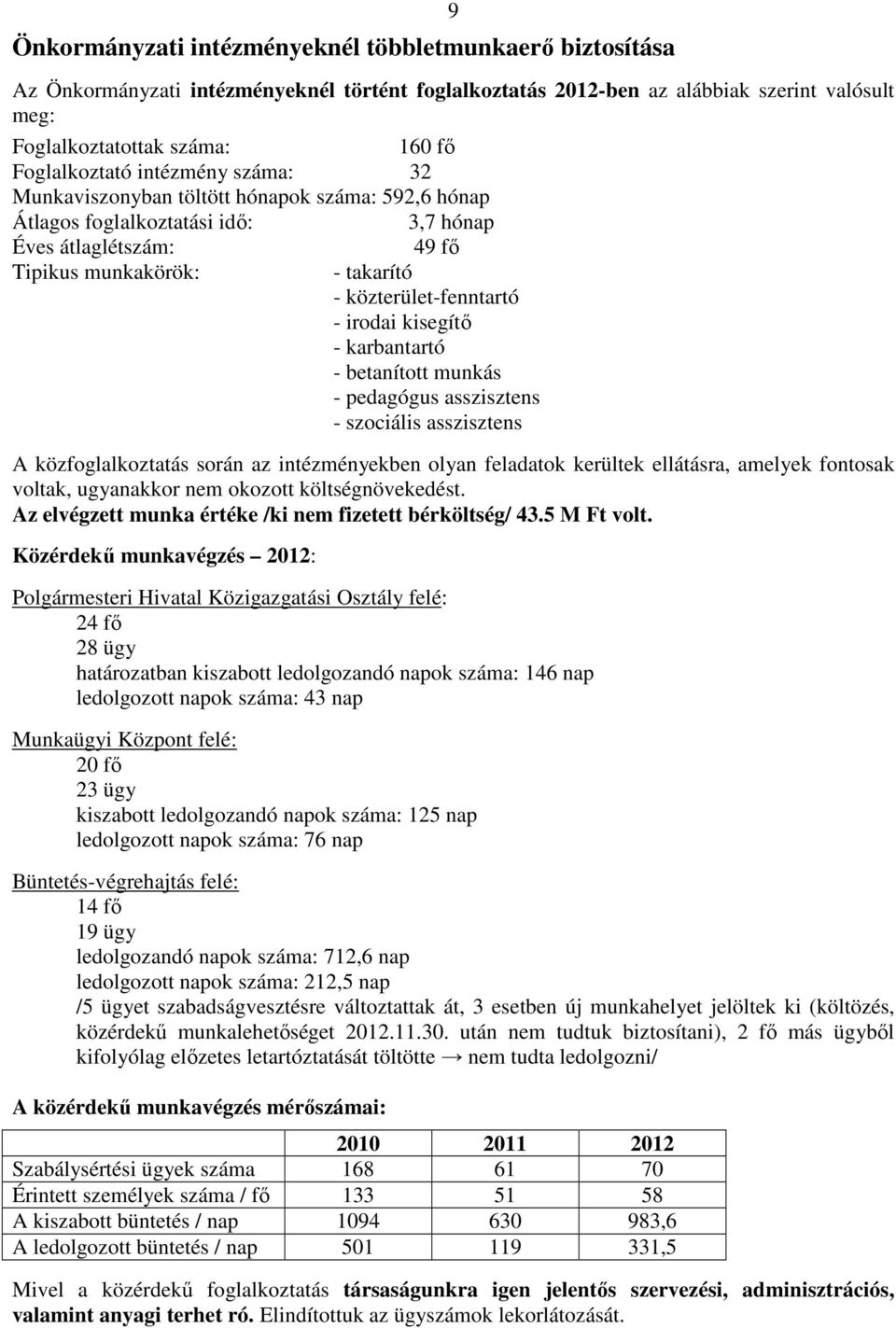 közterület-fenntartó - irodai kisegítő - karbantartó - betanított munkás - pedagógus asszisztens - szociális asszisztens A közfoglalkoztatás során az intézményekben olyan feladatok kerültek