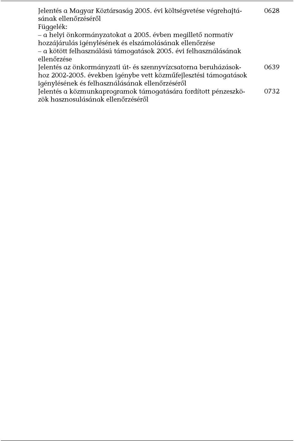 évi felhasználásának ellenőrzése Jelentés az önkormányzati út- és szennyvízcsatorna beruházásokhoz 2002-2005.