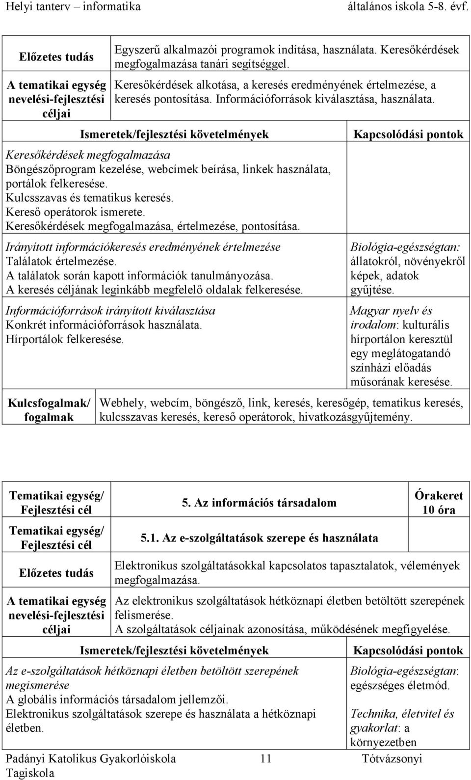 Kereső operátorok ismerete. Keresőkérdések megfogalmazása, értelmezése, pontosítása. Irányított információkeresés eredményének értelmezése Találatok értelmezése.