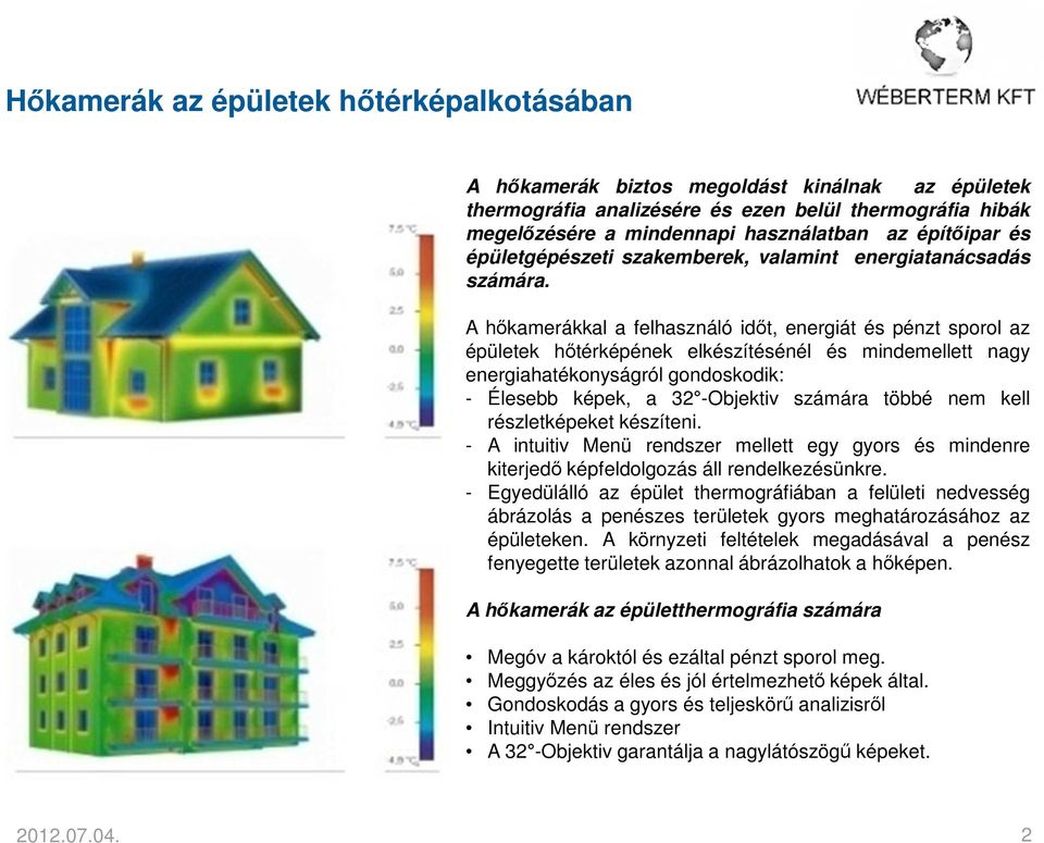 A hőkamerákkal a felhasználó időt, energiát és pénzt sporol az épületek hőtérképének elkészítésénél és mindemellett nagy energiahatékonyságról gondoskodik: - Élesebb képek, a 32 -Objektiv számára