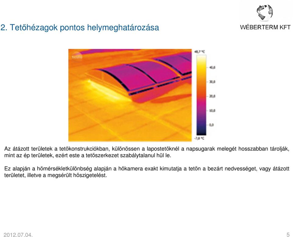 tetőszerkezet szabálytalanul hül le.