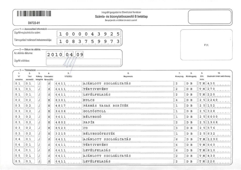 .. 4- "A" Tétel Költség- Számlatétel sorszáma azonosító kategóra típusa (t/s) - J 64.