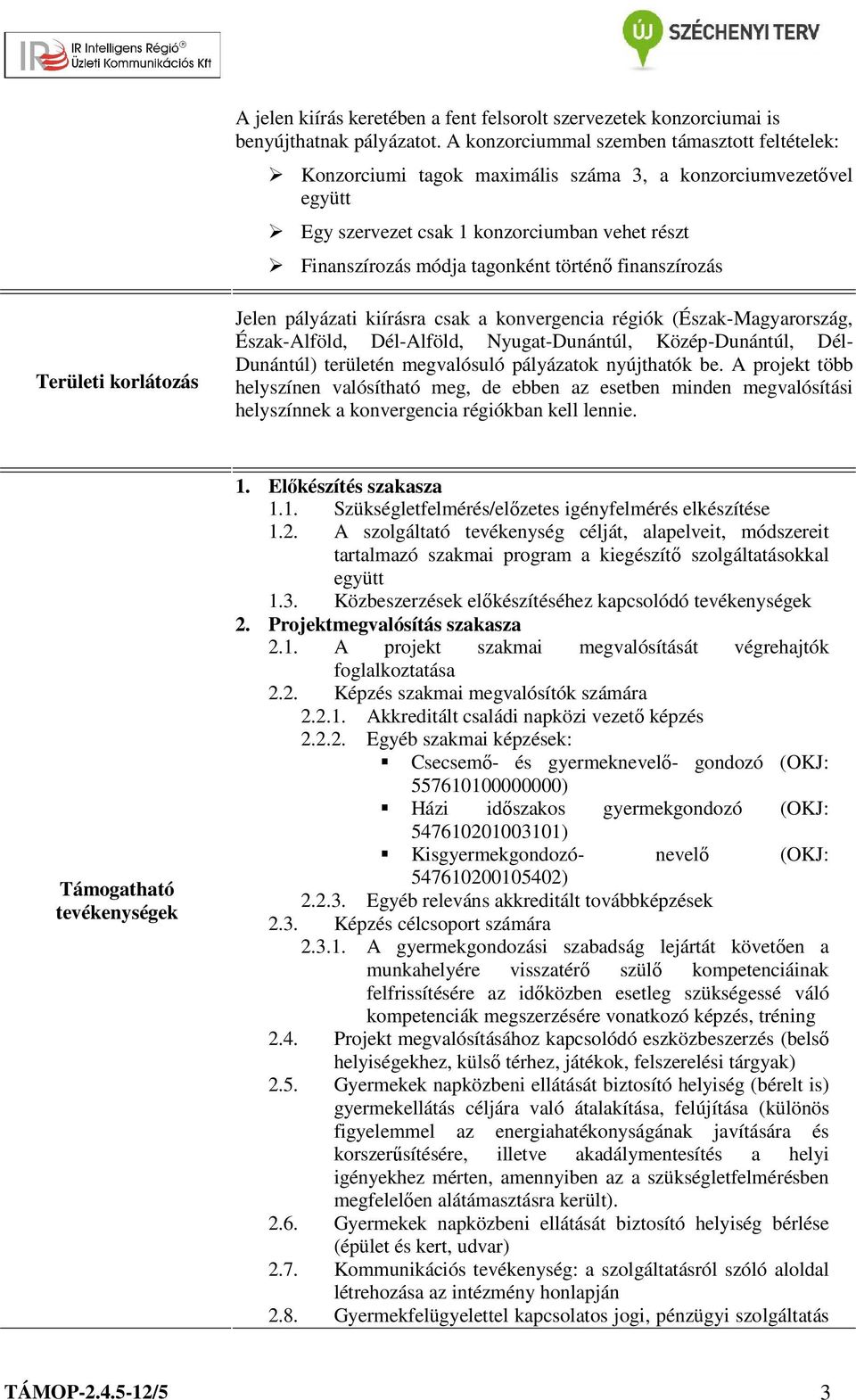 finanszírozás Területi korlátozás Jelen pályázati kiírásra csak a konvergencia régiók (Észak-Magyarország, Észak-Alföld, Dél-Alföld, Nyugat-Dunántúl, Közép-Dunántúl, Dél- Dunántúl) területén