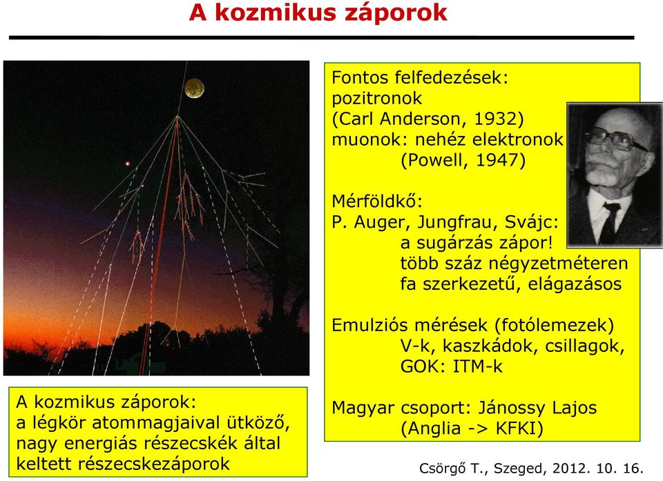 több száz négyzetméteren fa szerkezetű, elágazásos Emulziós mérések (fotólemezek) V-k, kaszkádok, csillagok,