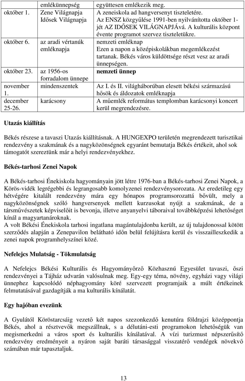 Az ENSZ közgyűlése 1991-ben nyilvánította október 1- jét AZ IDŐSEK VILÁGNAPJÁvá. A kulturális központ évente programot szervez tiszteletükre.