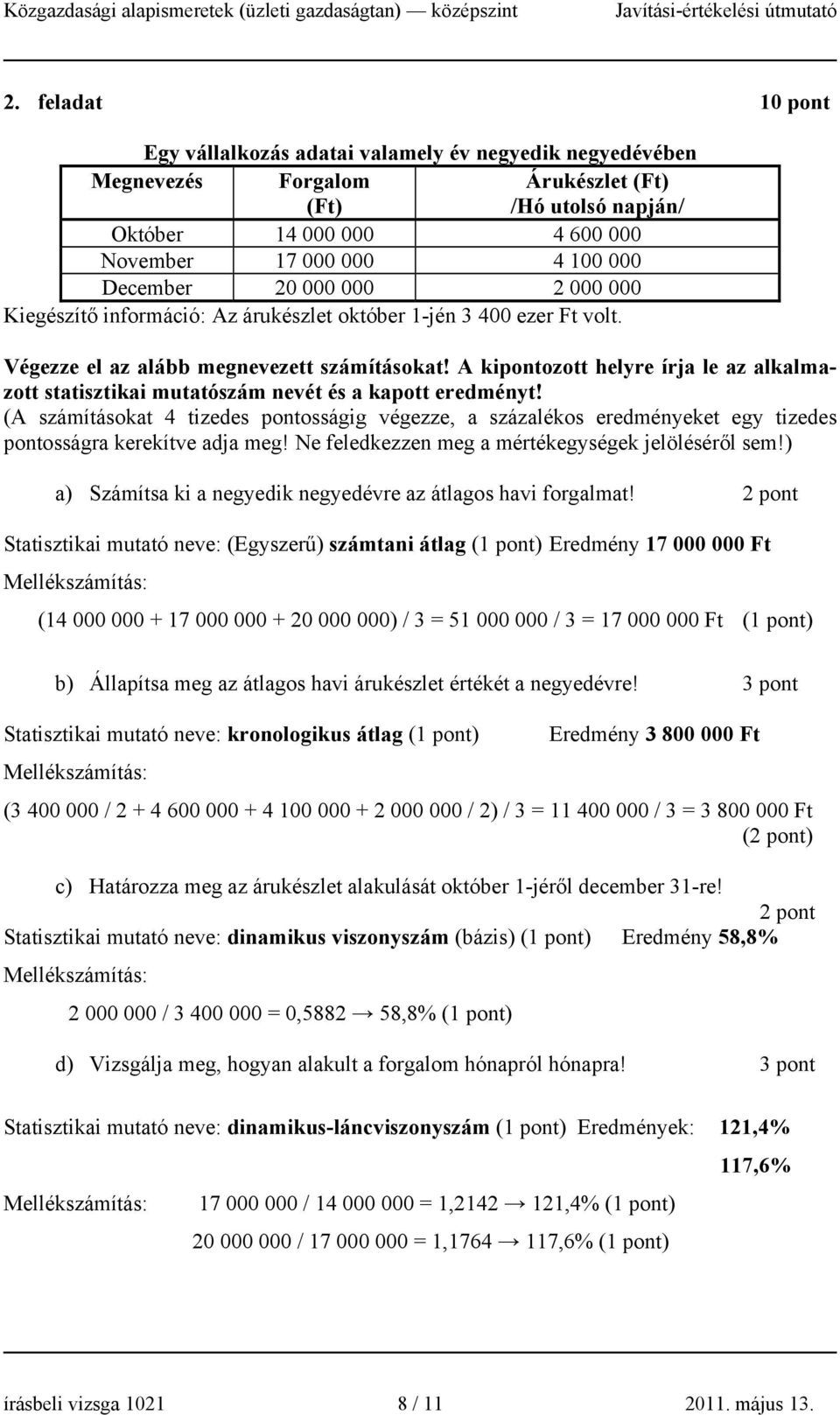 A kipontozott helyre írja le az alkalmazott statisztikai mutatószám nevét és a kapott eredményt!