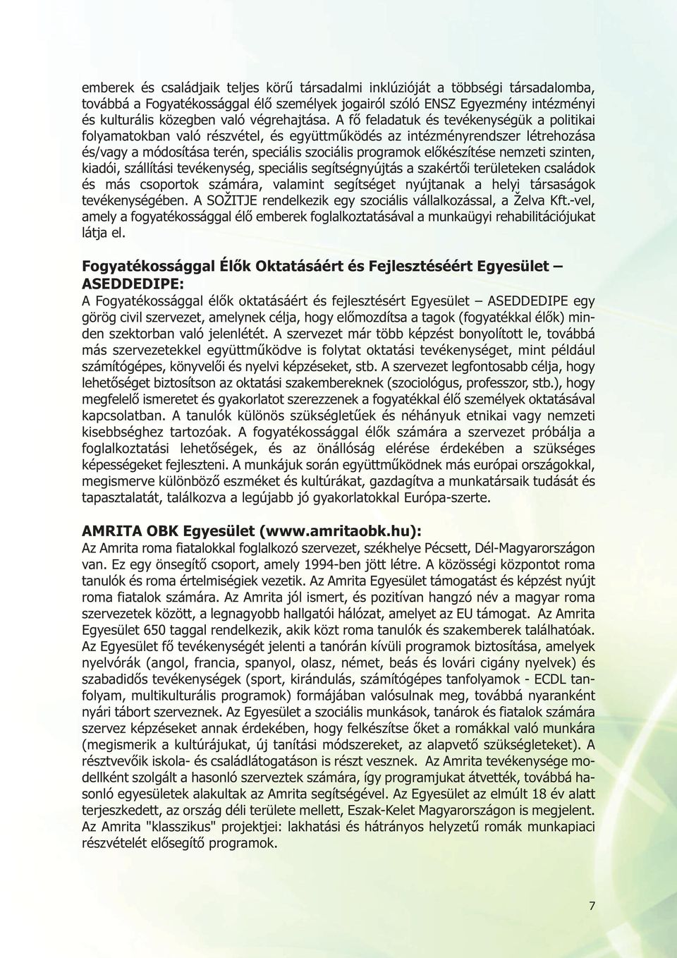 A fő feladatuk és tevékenységük a politikai folyamatokban való részvétel, és együttműködés az intézményrendszer létrehozása és/vagy a módosítása terén, speciális szociális programok előkészítése