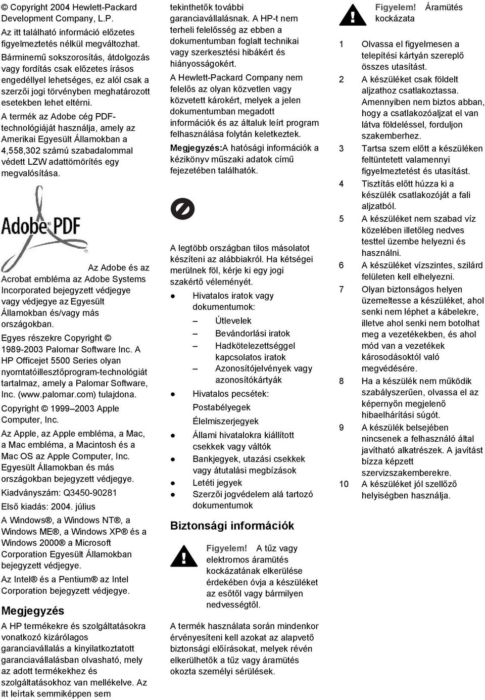 A termék az Adobe cég PDFtechnológiáját használja, amely az Amerikai Egyesült Államokban a 4,558,302 számú szabadalommal védett LZW adattömörítés egy megvalósítása.