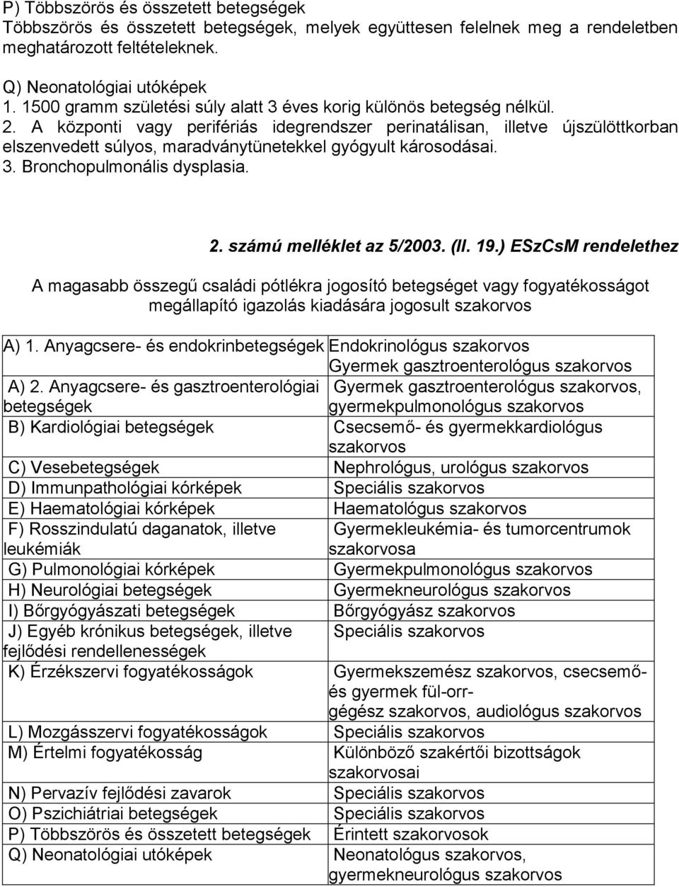 A központi vagy perifériás idegrendszer perinatálisan, illetve újszülöttkorban elszenvedett súlyos, maradványtünetekkel gyógyult károsodásai. 3. Bronchopulmonális dysplasia. 2.