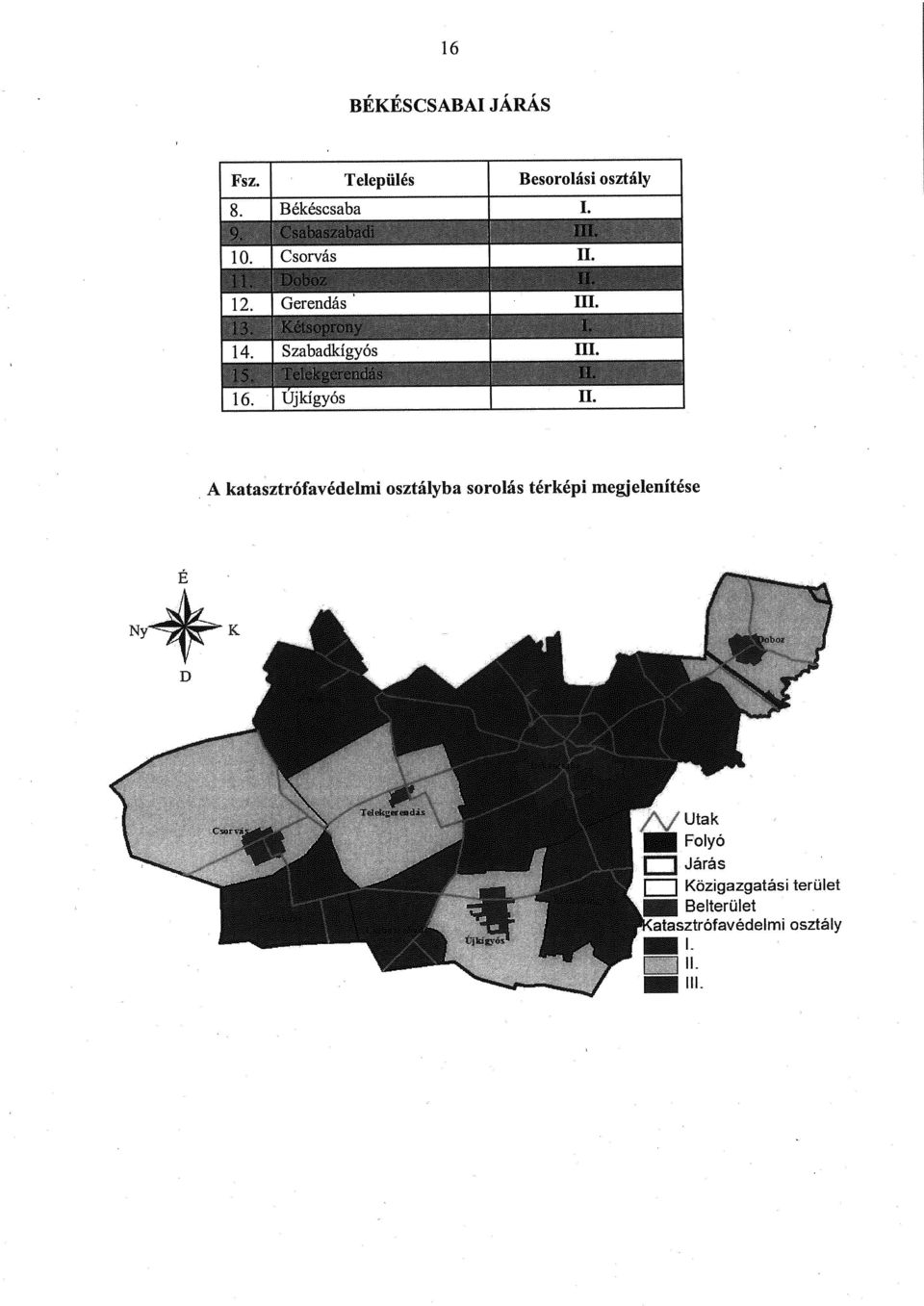 A katasztrófavédelmi osztályba sorolás térképi megjelenítése É K D r \ Utak