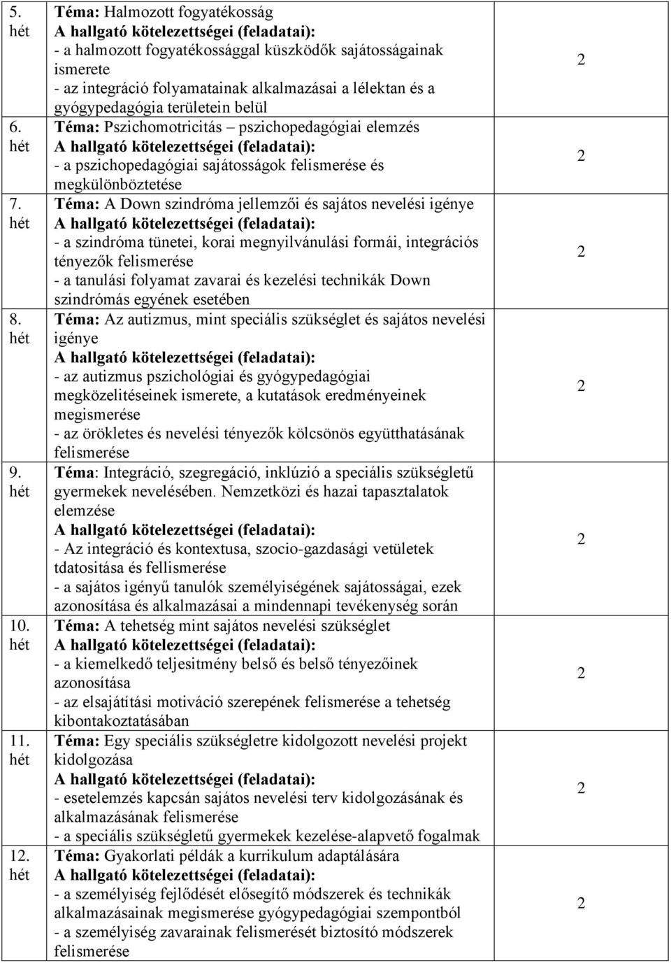 Téma: Pszichomotricitás pszichopedagógiai elemzés - a pszichopedagógiai sajátosságok felismerése és megkülönböztetése Téma: A Down szindróma jellemzői és sajátos nevelési igénye - a szindróma