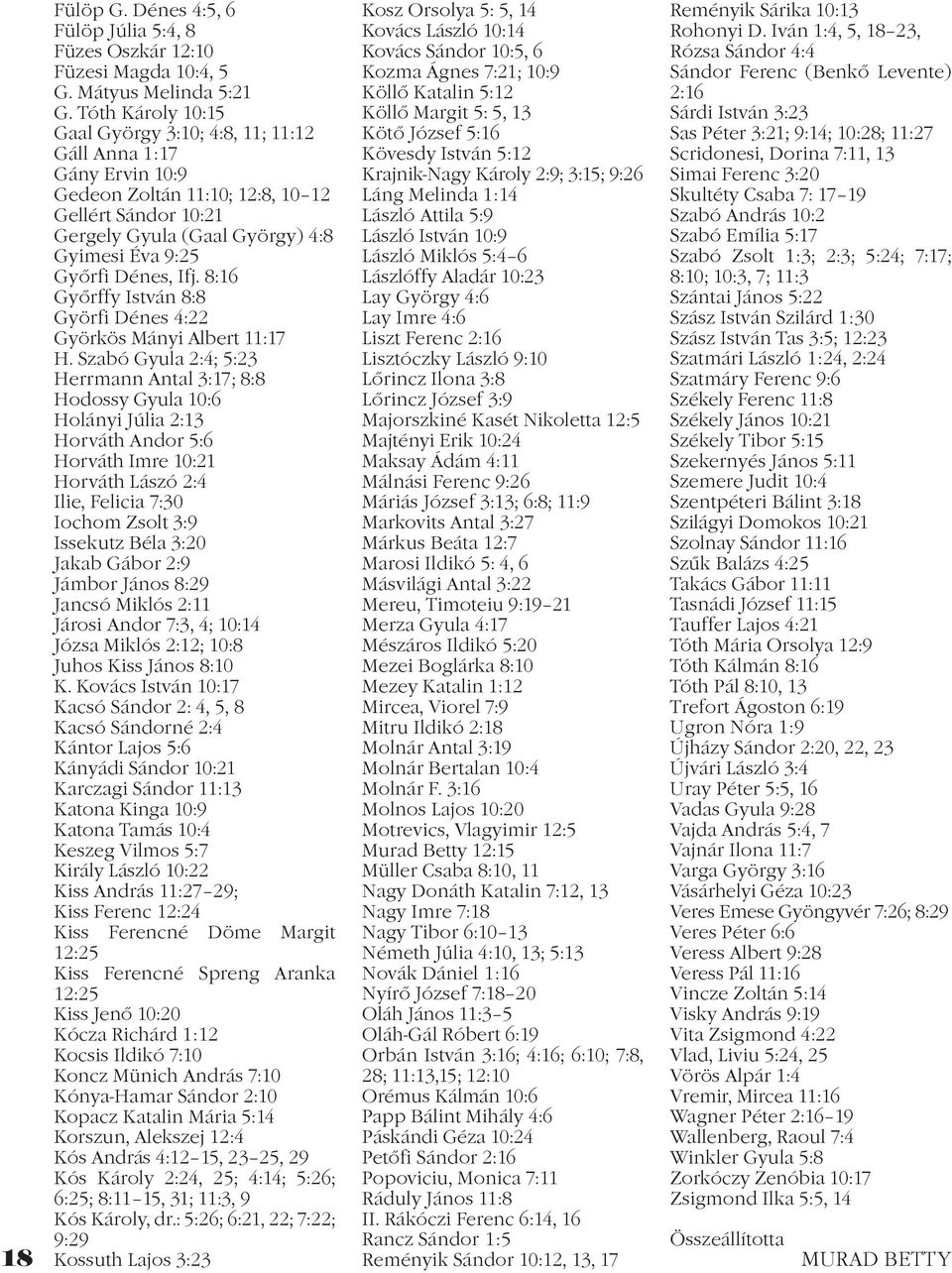 Ifj. 8:16 Gyõrffy István 8:8 Györfi Dénes 4:22 Györkös Mányi Albert 11:17 H.