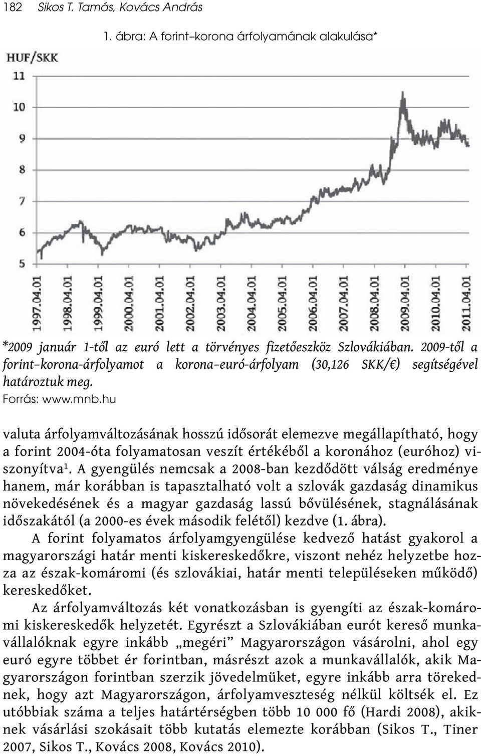 hu valuta árfolyamváltozásának hosszú idősorát elemezve megállapítható, hogy a forint 2004-óta folyamatosan veszít értékéből a koronához (euróhoz) viszonyítva 1.