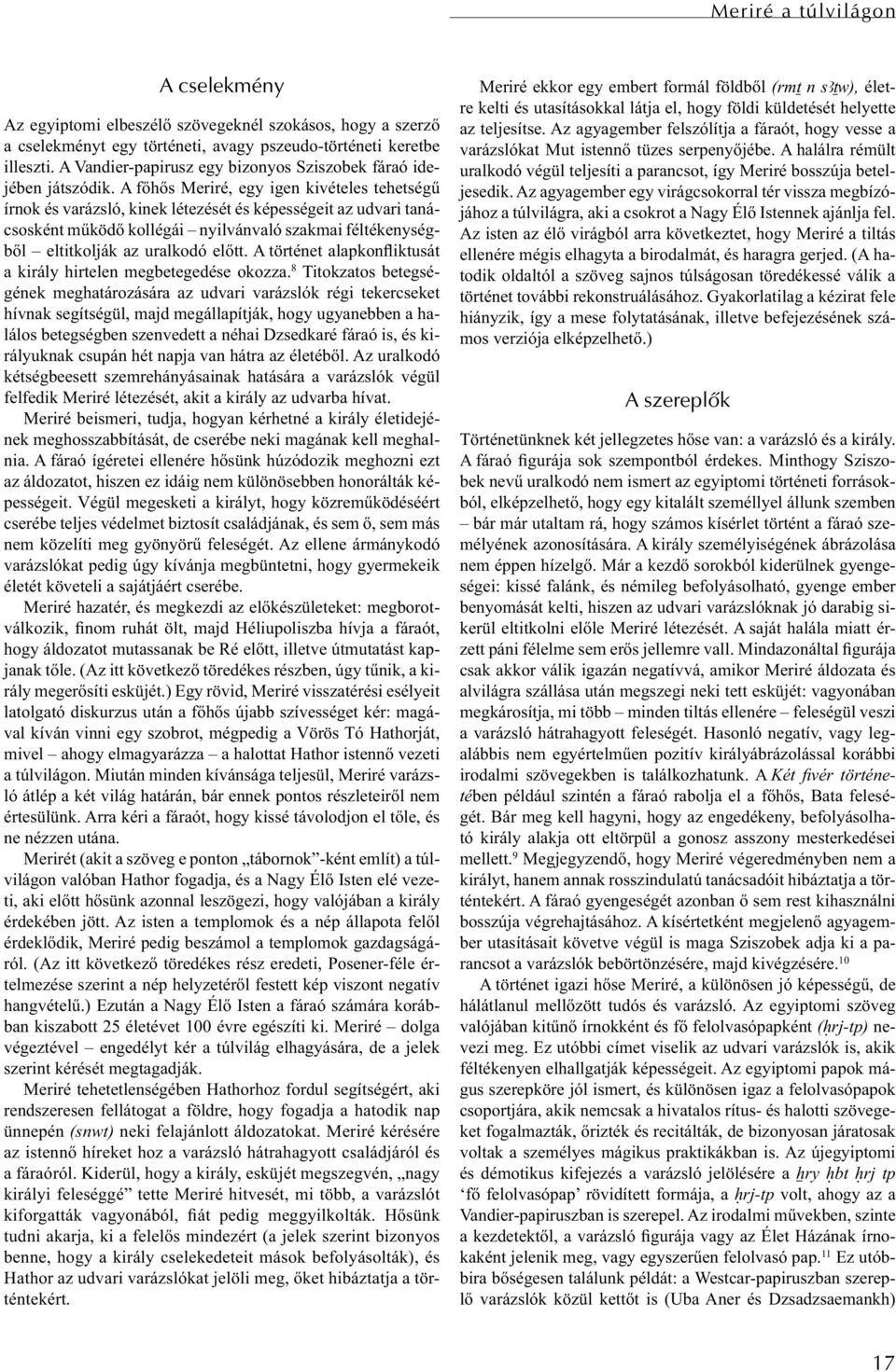 A főhős Meriré, egy igen kivételes tehetségű írnok és varázsló, kinek létezését és képességeit az udvari tanácsosként működő kollégái nyilvánvaló szakmai féltékenységből eltitkolják az uralkodó előtt.