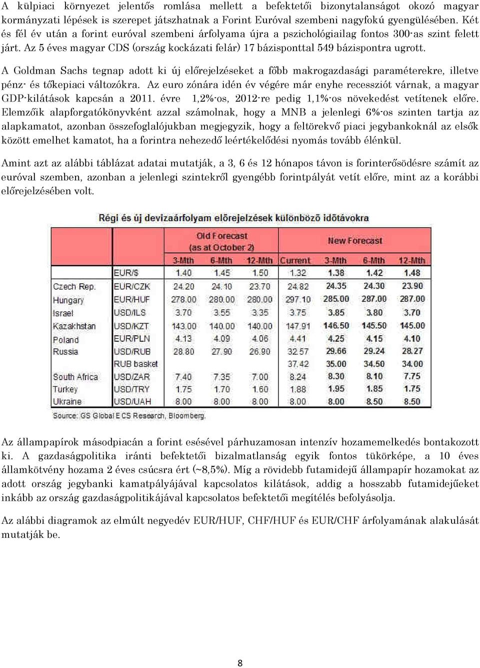 A Goldman Sachs tegnap adott ki új előrejelzéseket a főbb makrogazdasági paraméterekre, illetve pénz- és tőkepiaci változókra.