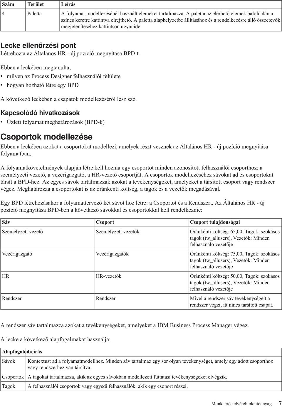 Ebben a leckében megtanulta, v milyen az Process Designer felhasználói felülete v hogyan hozható létre egy BPD A következő leckében a csapatok modellezéséről lesz szó.