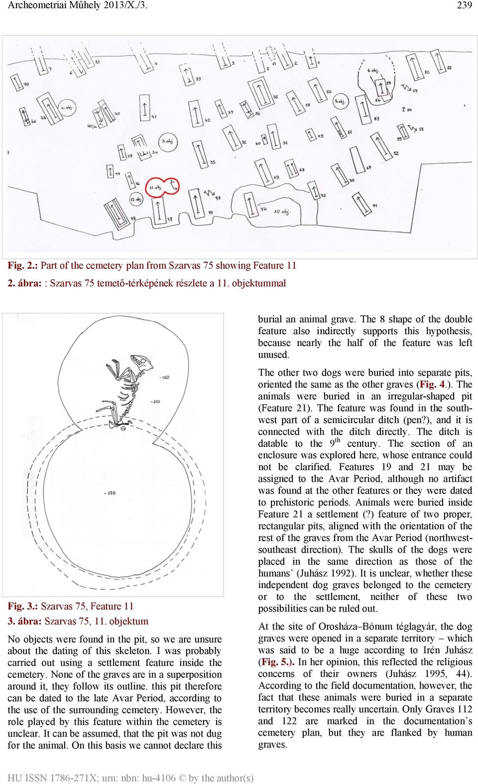 None of the graves are in a superposition around it, they follow its outline. this pit therefore can be dated to the late Avar Period, according to the use of the surrounding cemetery.