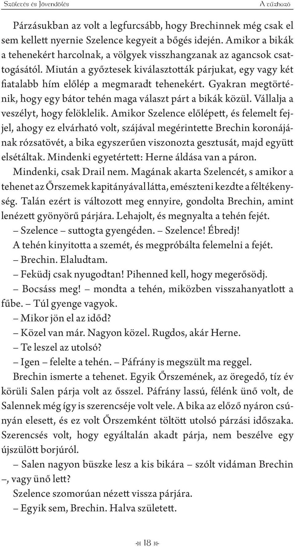 Gyakran megtörténik, hogy egy bátor tehén maga választ párt a bikák közül. Vállalja a veszélyt, hogy felöklelik.