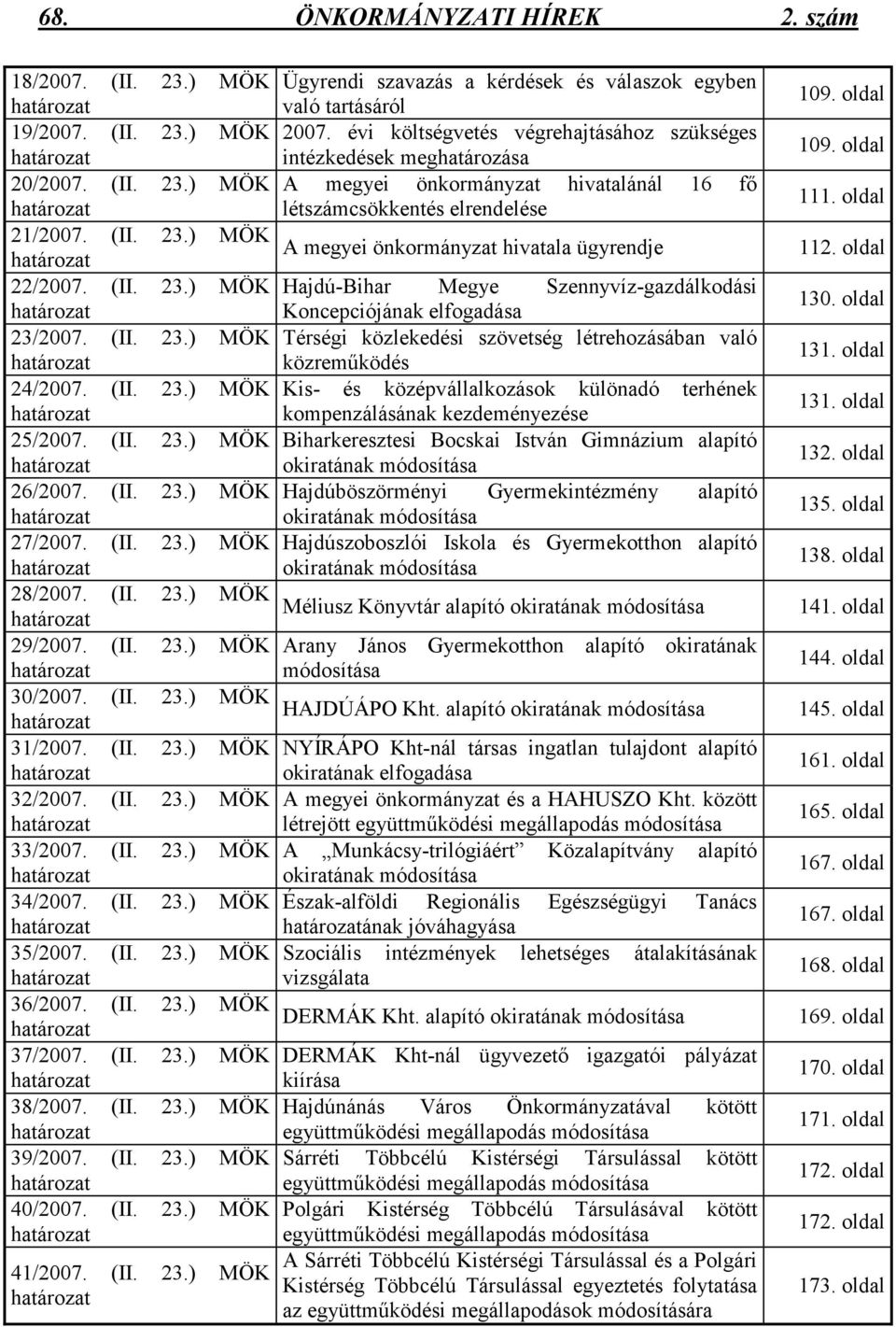 (II. 23.) MÖK határozat 30/2007. (II. 23.) MÖK határozat 31/2007. (II. 23.) MÖK határozat 32/2007. (II. 23.) MÖK határozat 33/2007. (II. 23.) MÖK határozat 34/2007. (II. 23.) MÖK határozat 35/2007.