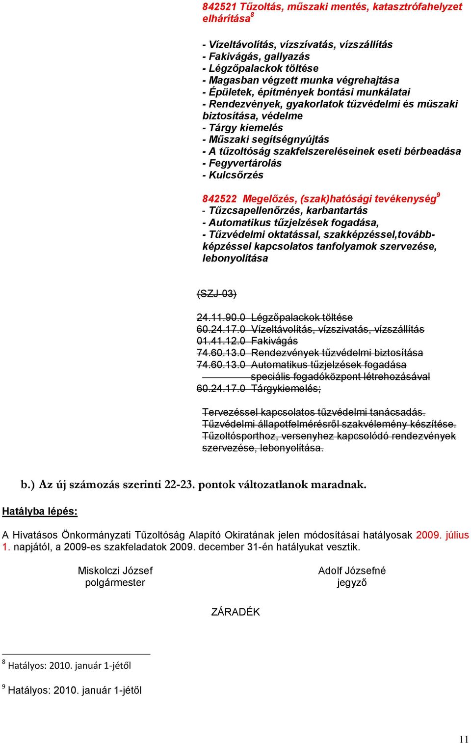 bérbeadása - Fegyvertárolás - Kulcsőrzés 842522 Megelőzés, (szak)hatósági tevékenység 9 - Tűzcsapellenőrzés, karbantartás - Automatikus tűzjelzések fogadása, - Tűzvédelmi oktatással,