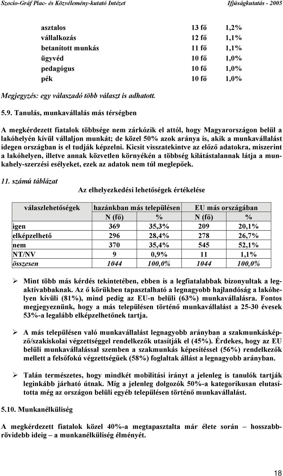 munkavállalást idegen országban is el tudják képzelni.