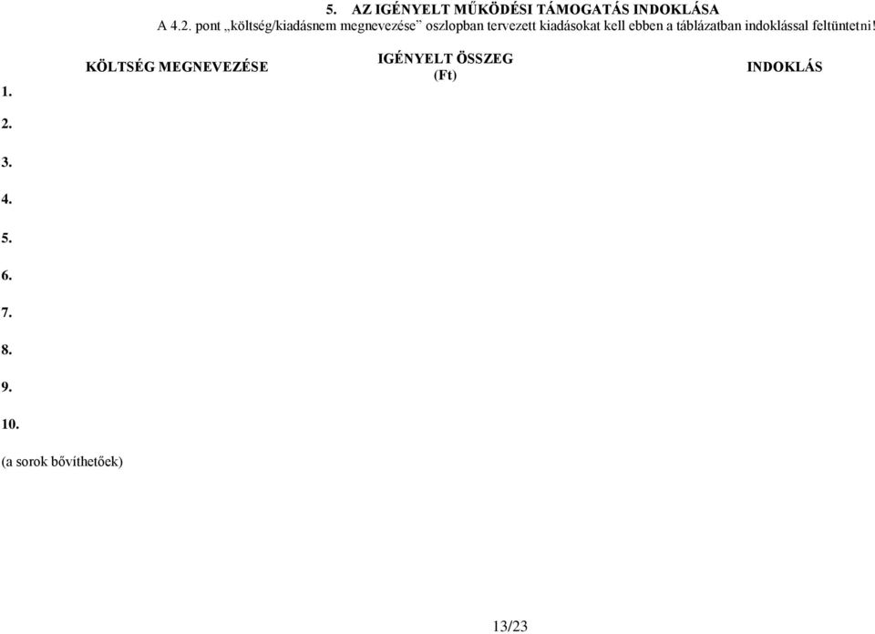 kell ebben a táblázatban indoklással feltüntetni! 1.