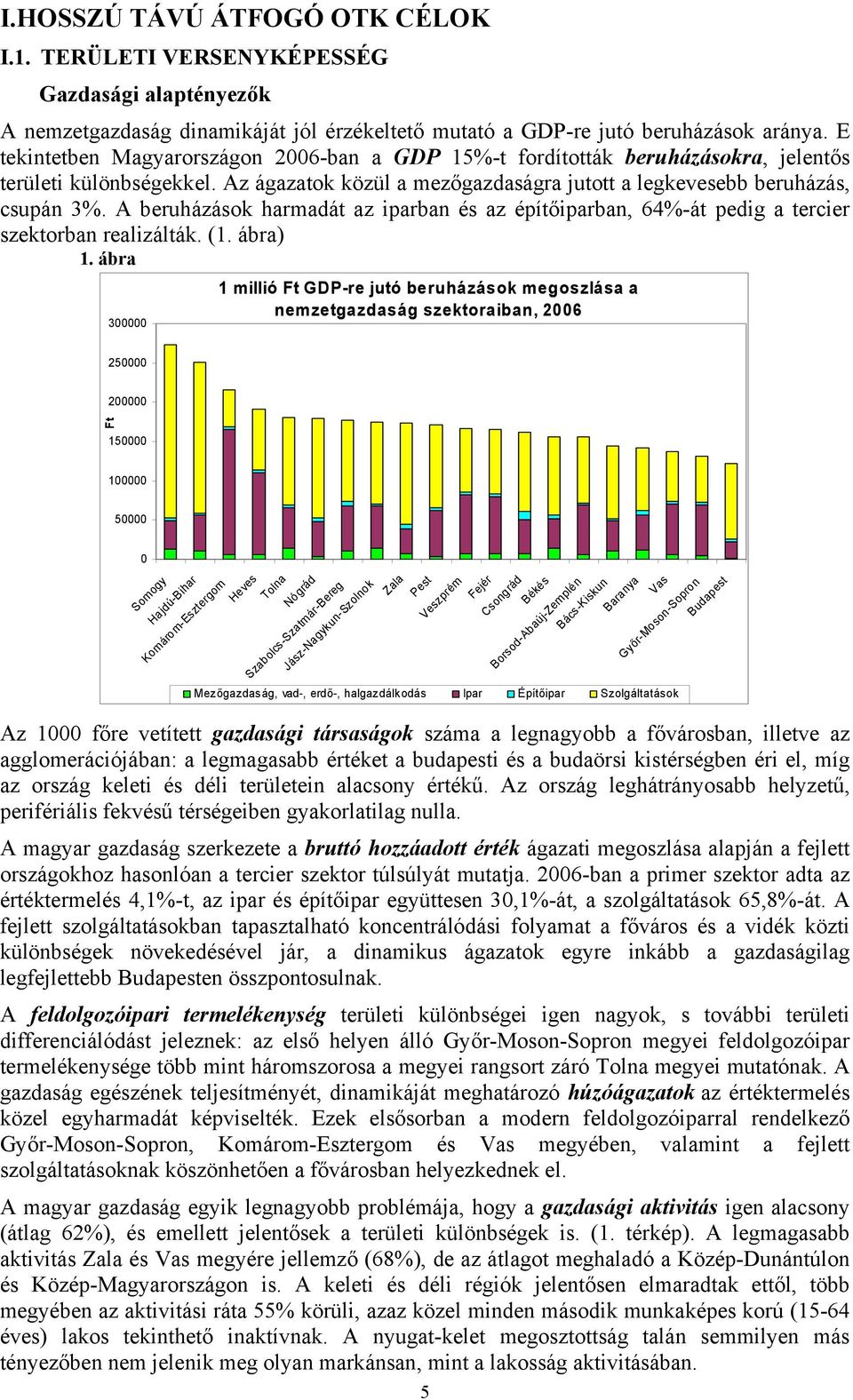 A beruházások harmadát az iparban és az építőiparban, 64-át pedig a tercier szektorban realizálták. (1. ábra) 1.